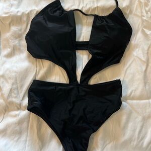 Express Black Swimsuit with Cutout Design
